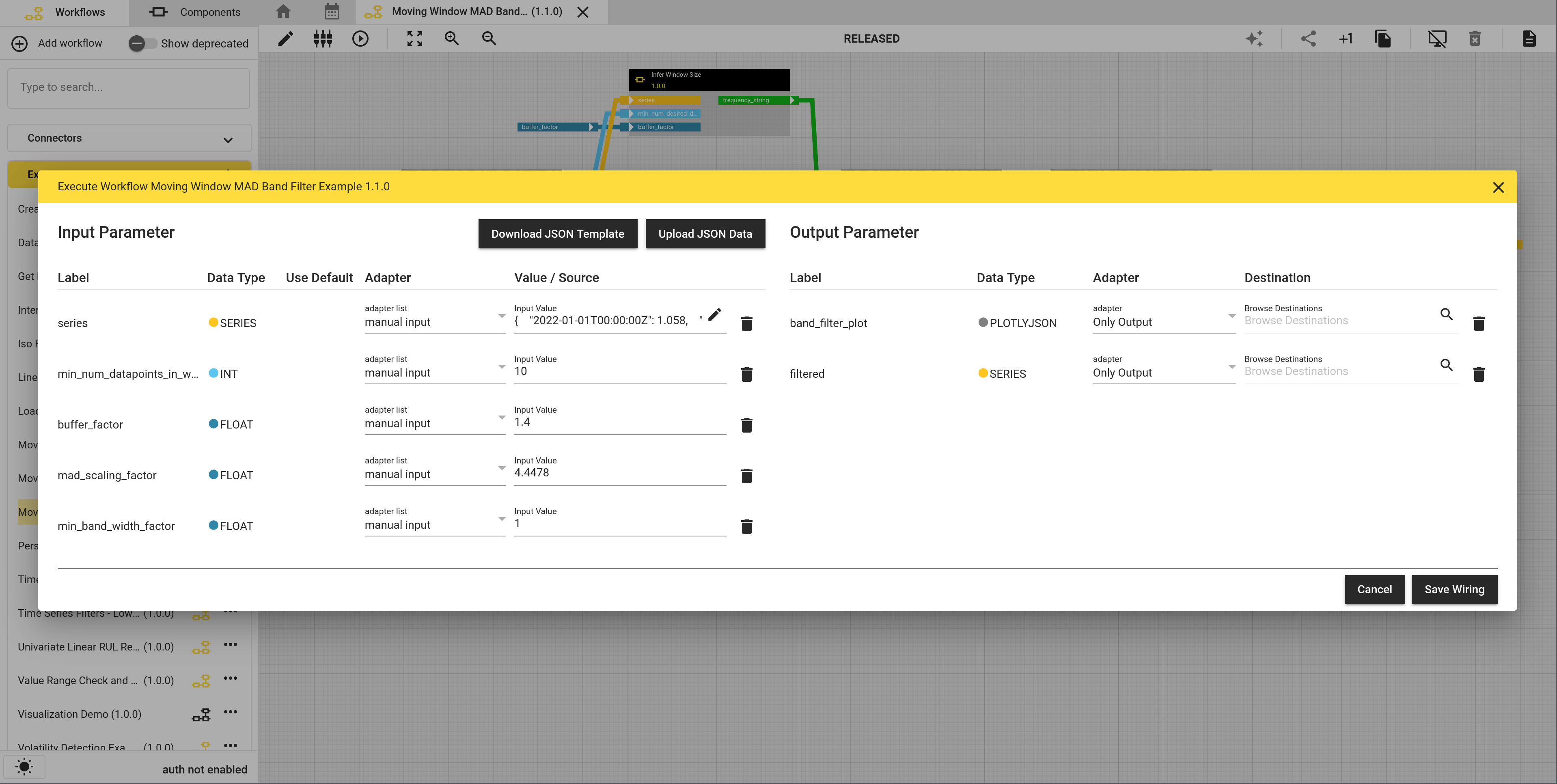 test execution dialog